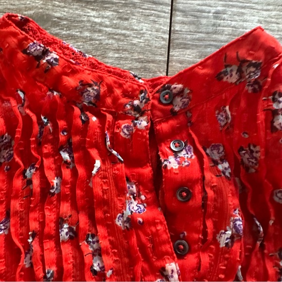 Free People Red Floral Blouse - Picture 8 of 10